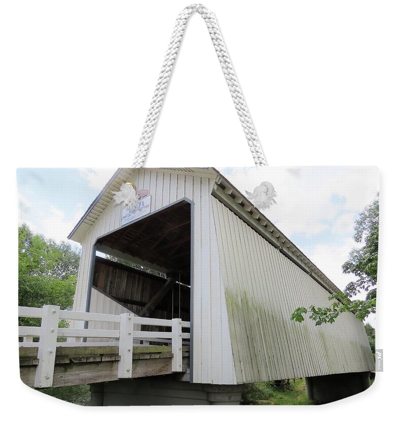 Gallon House Weekender Tote Bag featuring the photograph Gallon House Bridge by Linda Vanoudenhaegen