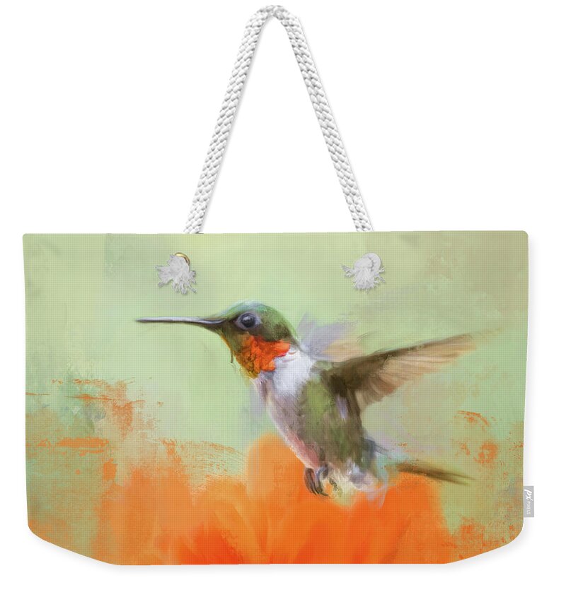 Colorful Weekender Tote Bag featuring the painting Garden Beauty by Jai Johnson