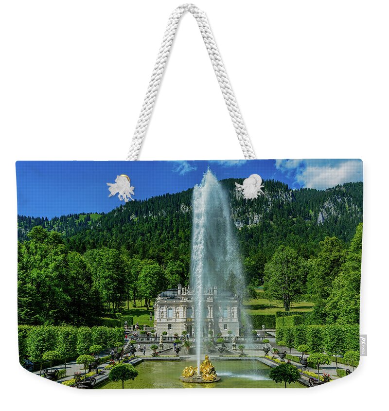 Linderhof Palace Weekender Tote Bag featuring the photograph Garden Fountain of Linderhoff Palace by Marcy Wielfaert