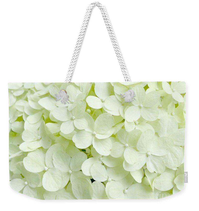 Floral Photograph Weekender Tote Bag featuring the photograph Garden Hydrangea Bloom by Carol Riddle