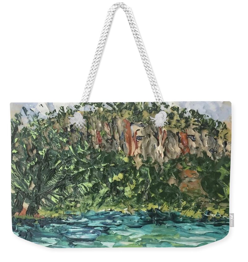 Garner State Park Weekender Tote Bag featuring the painting Garner State Park by Julene Franki