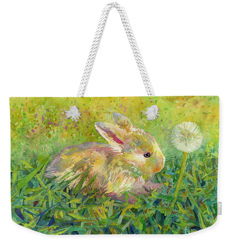 Rabbit Weekender Tote Bag featuring the painting Gentle Wish by Hailey E Herrera