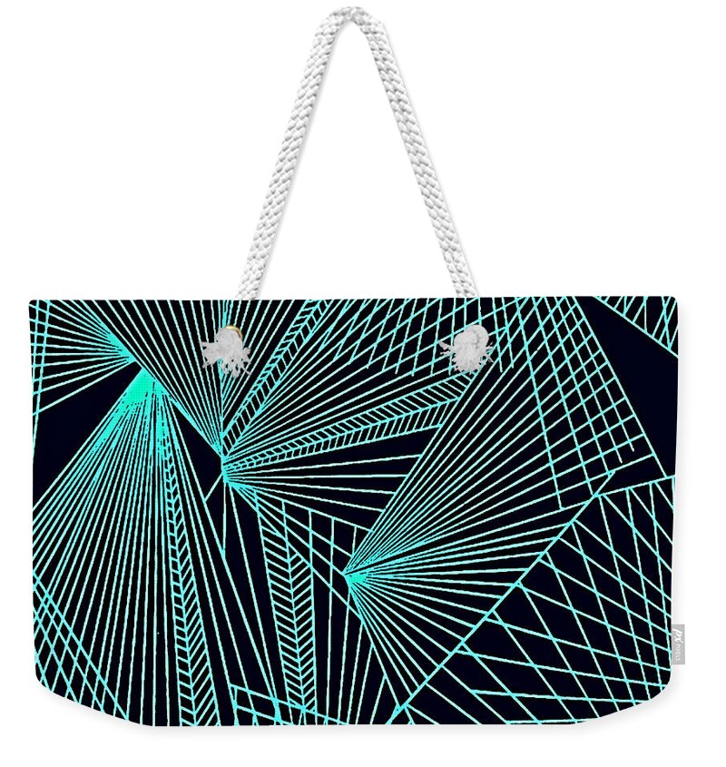 Geometric Patterns Weekender Tote Bag featuring the painting Geometric pattern 1-colour-10 by Katerina Stamatelos