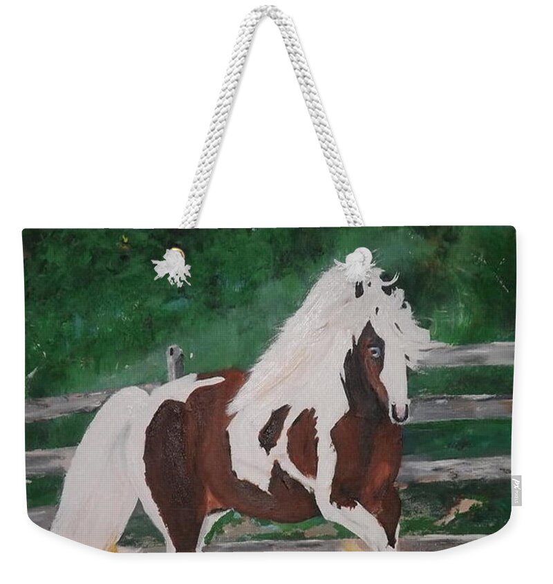 Acrylic Painting Weekender Tote Bag featuring the painting George by Denise Morgan