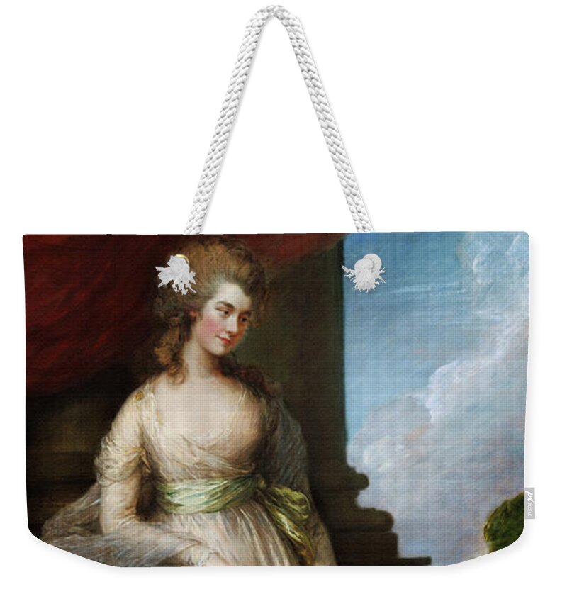 Georgiana Duchess Of Devonshire Weekender Tote Bag featuring the painting Georgiana Duchess of Devonshire by Thomas Gainsborough by Rolando Burbon