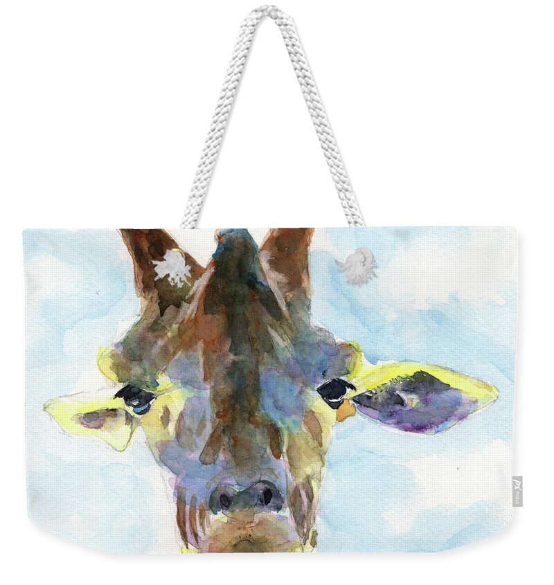 Giraffe Weekender Tote Bag featuring the painting Giraffe No 2 by Claudia Hafner