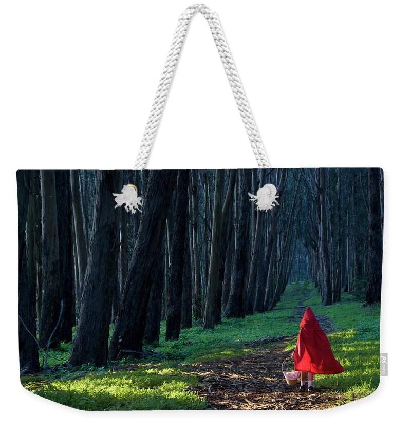 4-5 Years Weekender Tote Bag featuring the photograph Girl 4-5 Dressed As Little Red Riding by John Lund