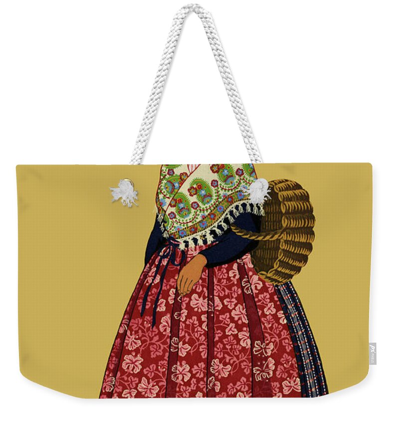 French Weekender Tote Bag featuring the painting Girl of Normandy by Elizabeth Whitney Moffat