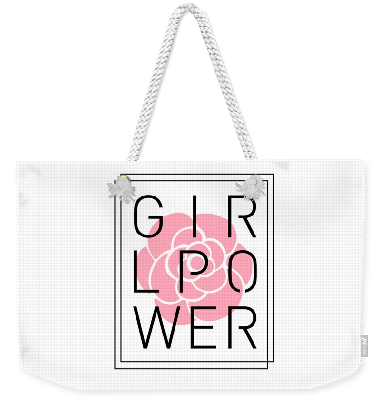 Girl Power Weekender Tote Bag featuring the mixed media Girl Power - Classy, Minimal Typography 3 by Studio Grafiikka