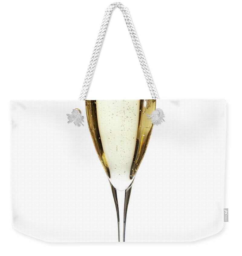 White Background Weekender Tote Bag featuring the photograph Glass Of Champagne by Gianluca Fabrizio