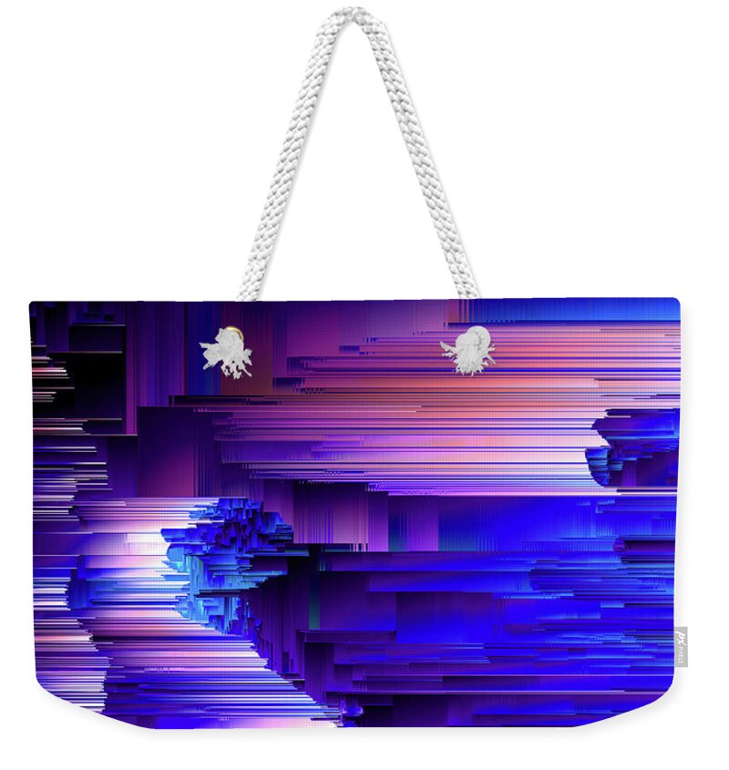 Glitch Weekender Tote Bag featuring the digital art Glitchin Blues by Jennifer Walsh