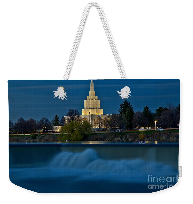 Idaho Falls Weekender Tote Bag featuring the photograph Glowing Over Idaho Falls by Adam Jewell