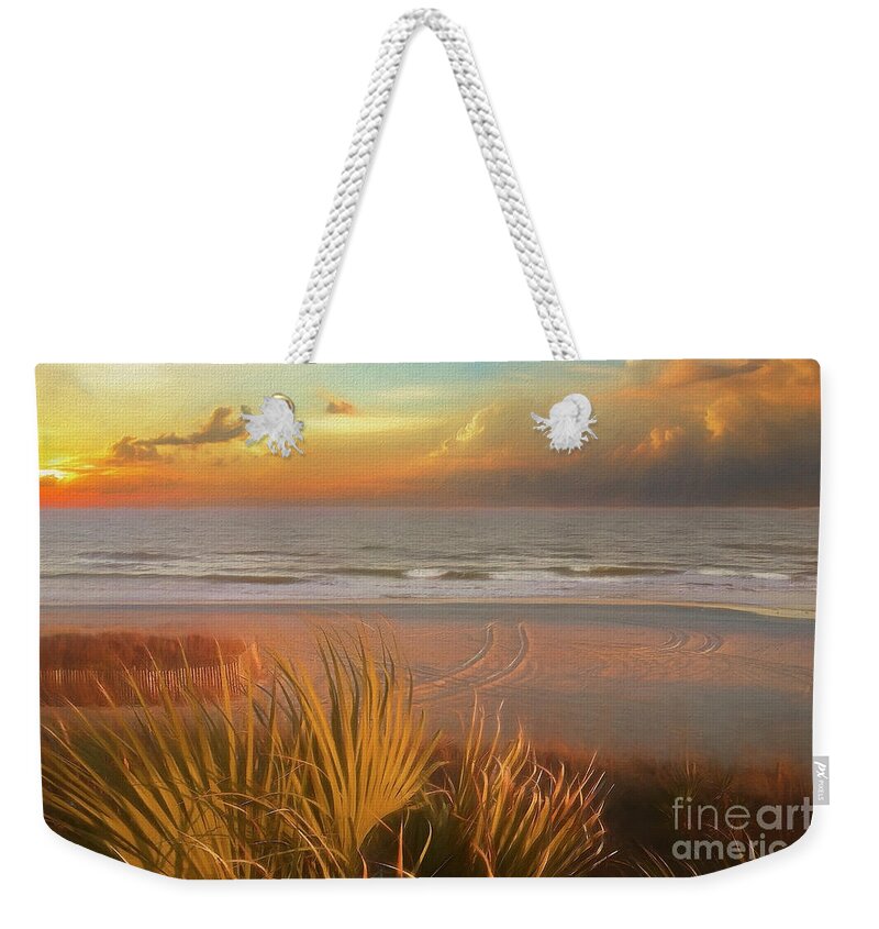 Scenic Weekender Tote Bag featuring the photograph Glowing Sunset by Kathy Baccari