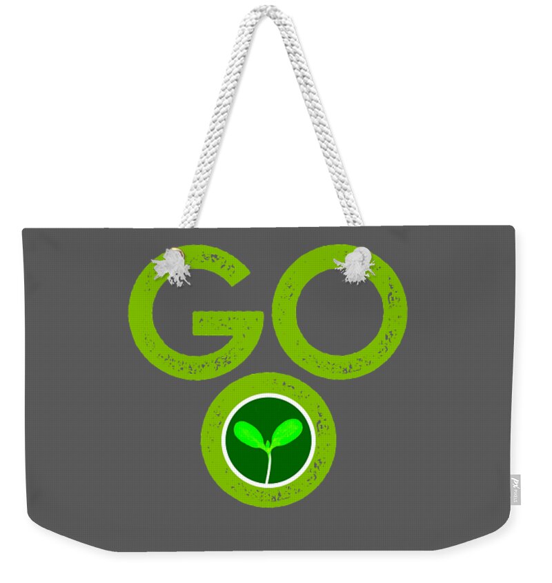  Weekender Tote Bag featuring the drawing GO with microgreen graphic - slightly lighter green by Charlie Szoradi