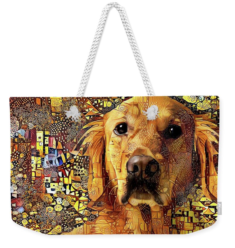 Golden Retriever Weekender Tote Bag featuring the digital art Golden Believer by Peggy Collins