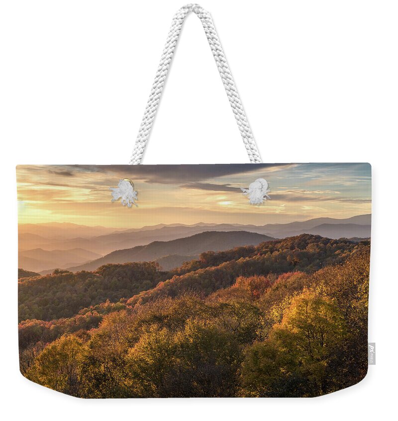 Blue Ridge Mountains Weekender Tote Bag featuring the photograph Golden Blue Ridge by Eric Albright