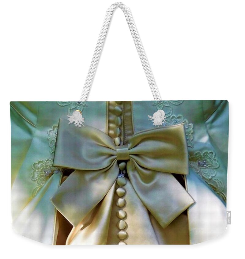 - Golden Bow Weekender Tote Bag featuring the photograph - Golden Bow - 3rd place Fine art america by THERESA Nye