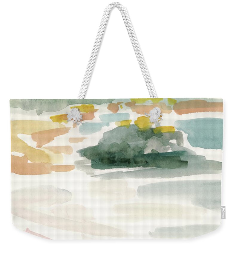 Landscapes & Seascapes+coastal & Seascapes Weekender Tote Bag featuring the painting Golden Coast I by Victoria Borges