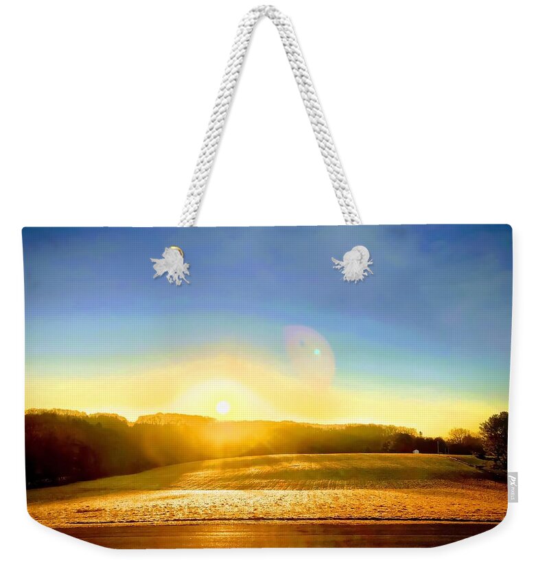 Sunrise Weekender Tote Bag featuring the photograph Golden Dawn by Chris Montcalmo