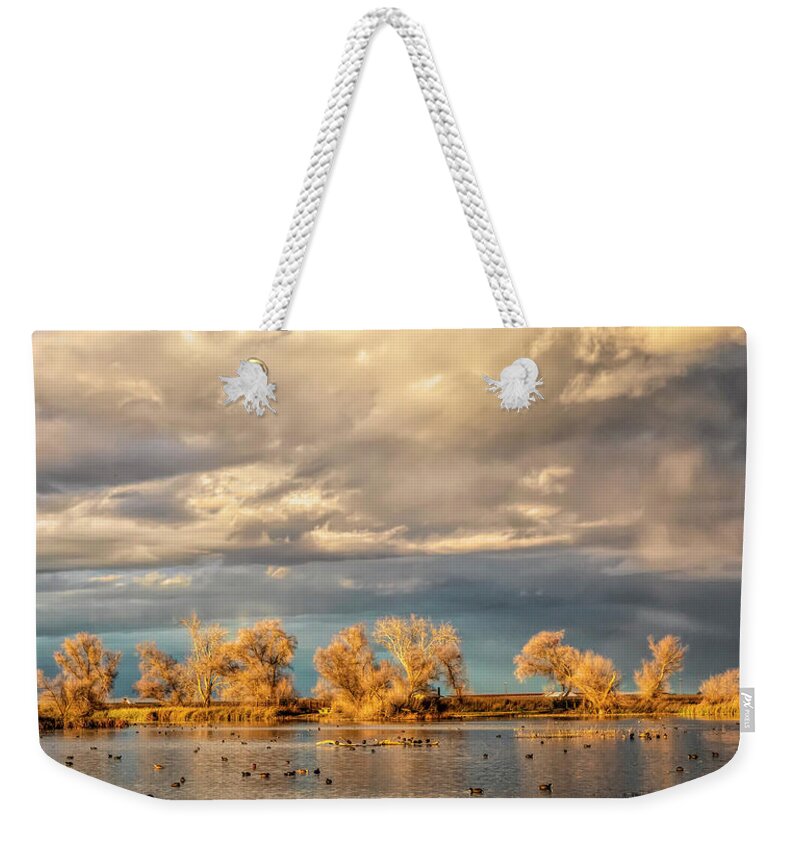 California Weekender Tote Bag featuring the photograph Golden Hour in the Refuge by Cheryl Strahl