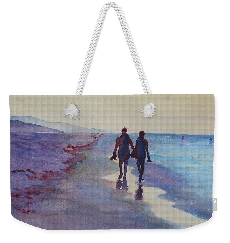 Tropics Weekender Tote Bag featuring the painting Golden Hour by Ruth Kamenev