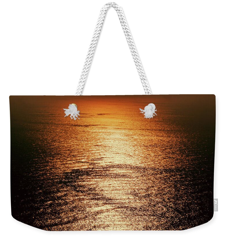 Sunset Weekender Tote Bag featuring the photograph Golden sea in Alanya by Sun Travels
