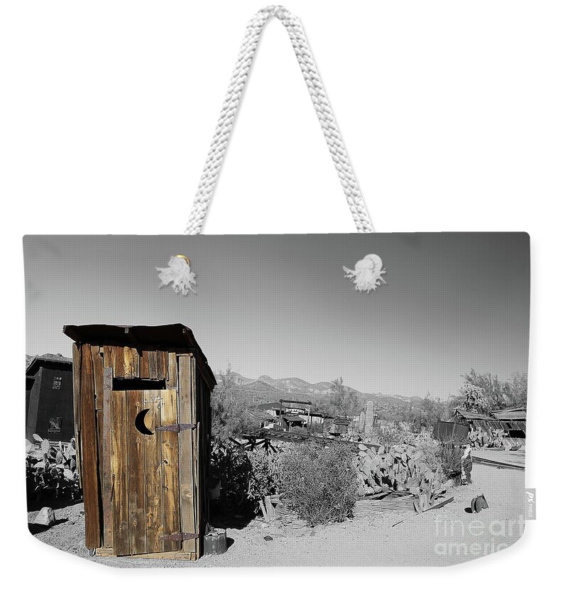 Outhouse Weekender Tote Bag featuring the photograph Goldfield Outhouse by Elisabeth Lucas