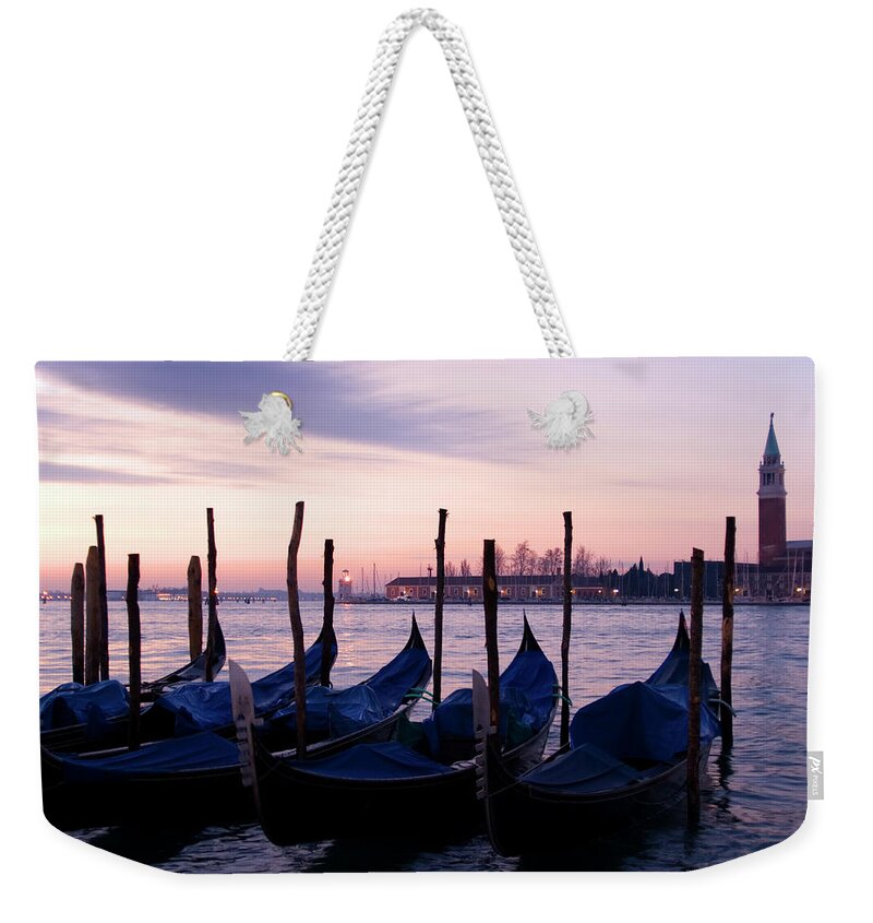 Dawn Weekender Tote Bag featuring the photograph Gondolas At Dawn by Petegar