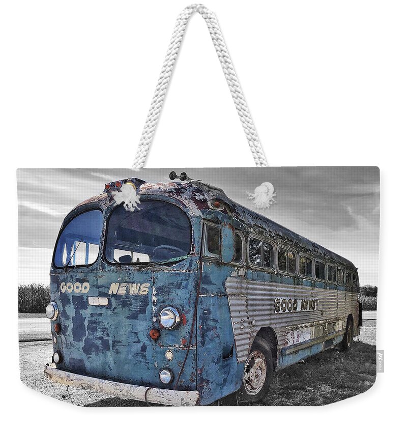 Bus Weekender Tote Bag featuring the photograph Good News Still Travels by Andrea Platt