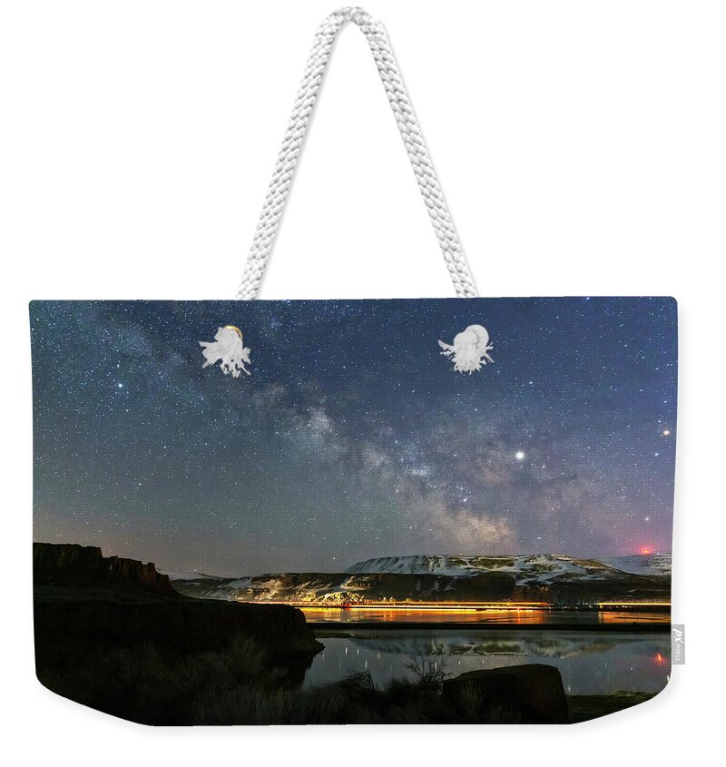 Night Weekender Tote Bag featuring the photograph Gorge Milky Way by Cat Connor