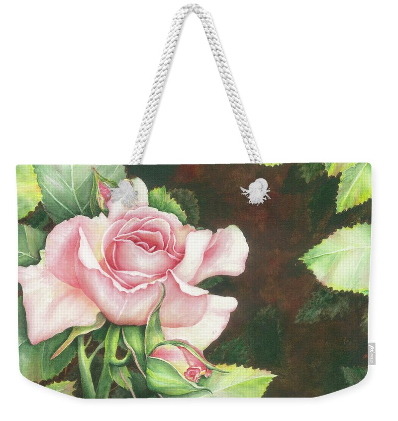 Rose Weekender Tote Bag featuring the painting Grace by Lori Taylor