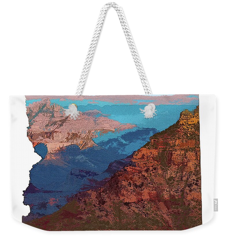 Grand Canyon Weekender Tote Bag featuring the digital art Grand Canyon in the Shape of Arizona by Chance Kafka