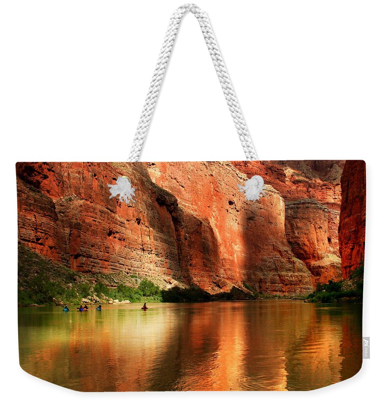 Arizona Weekender Tote Bag featuring the photograph Grand Canyon Kayakers by Sarahneal