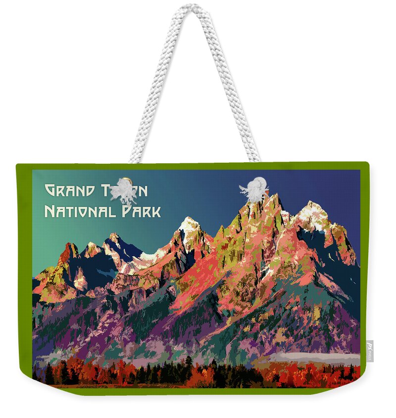 Teton Weekender Tote Bag featuring the digital art Grand Teton National Park by Chuck Mountain