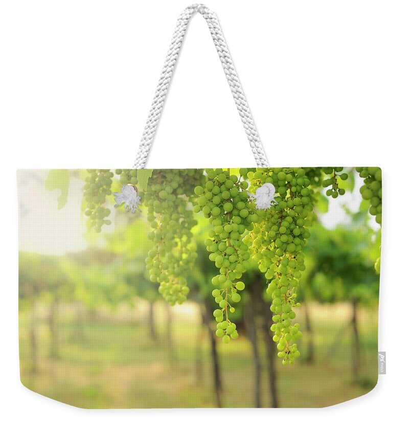 Hanging Weekender Tote Bag featuring the photograph Grapes In Organic Vineyard by Amesy