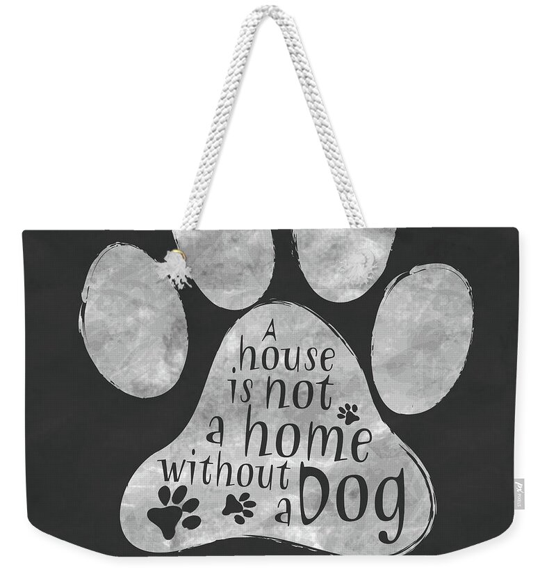 Gray Weekender Tote Bag featuring the digital art Gray Dog Paw I by Sd Graphics Studio