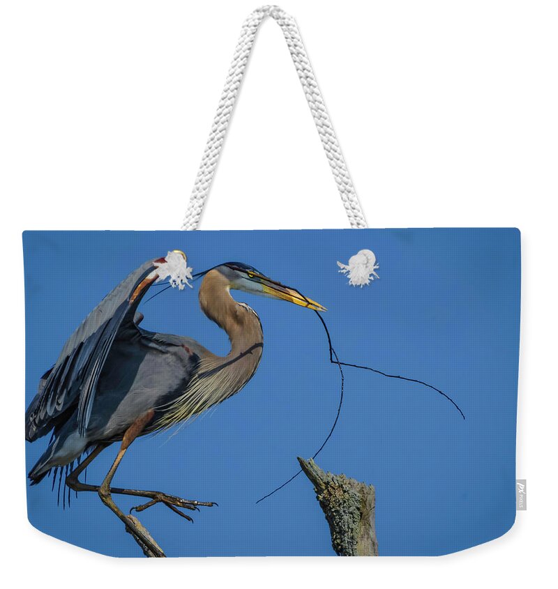 Herons Weekender Tote Bag featuring the photograph Great Blue Heron 4034 by Donald Brown