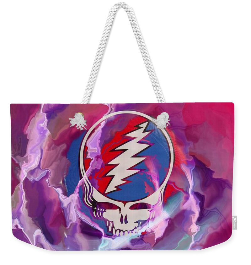 Grateful Dead Weekender Tote Bag featuring the digital art Greatful Rose by David Lane