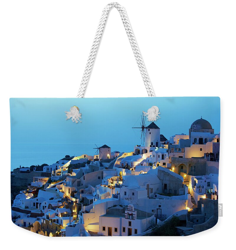Tranquility Weekender Tote Bag featuring the photograph Greece, Cyclades, Santorini Island, Oia by Tuul & Bruno Morandi