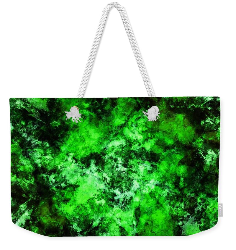 Green Weekender Tote Bag featuring the digital art Green burst by Keith Mills