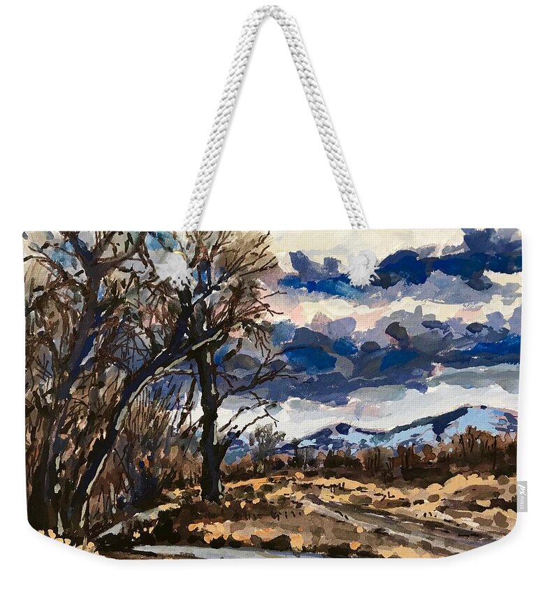  Boise Weekender Tote Bag featuring the painting Greenbelt Study #4 by Les Herman