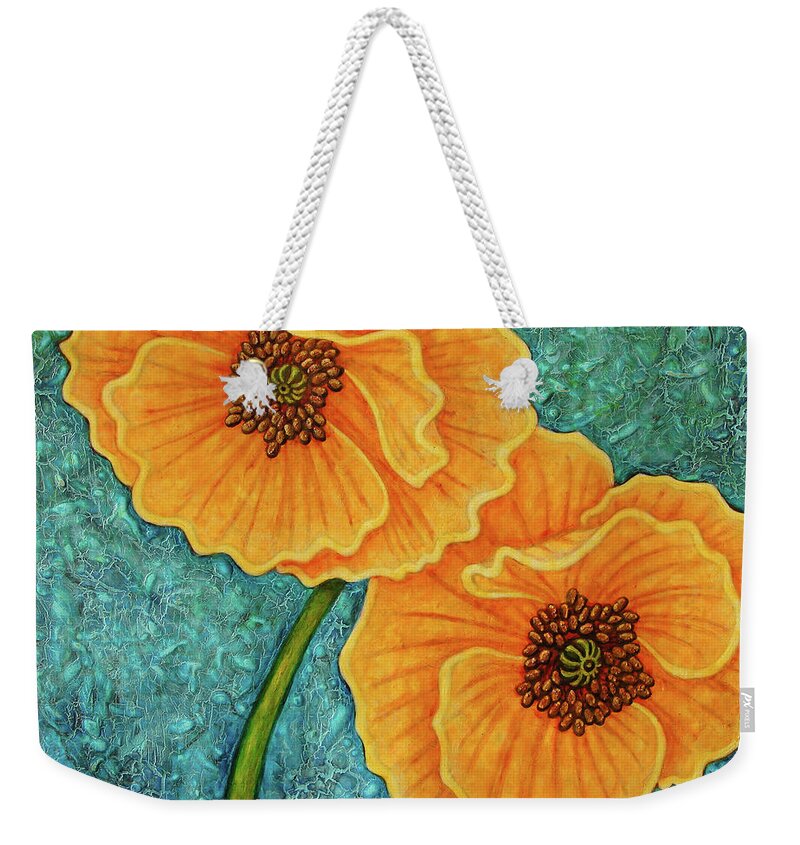 Poppy Weekender Tote Bag featuring the painting Growing Optimism by Amy E Fraser