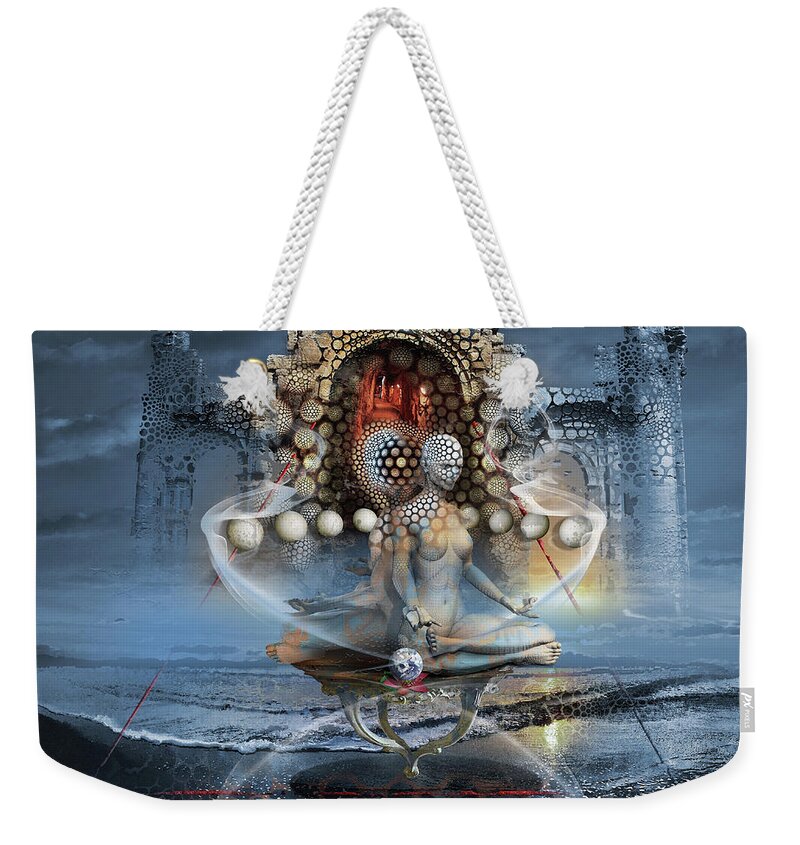 Digital Art Weekender Tote Bag featuring the digital art Guided Meditation or Path to Fractal World Enlightenment by George Grie