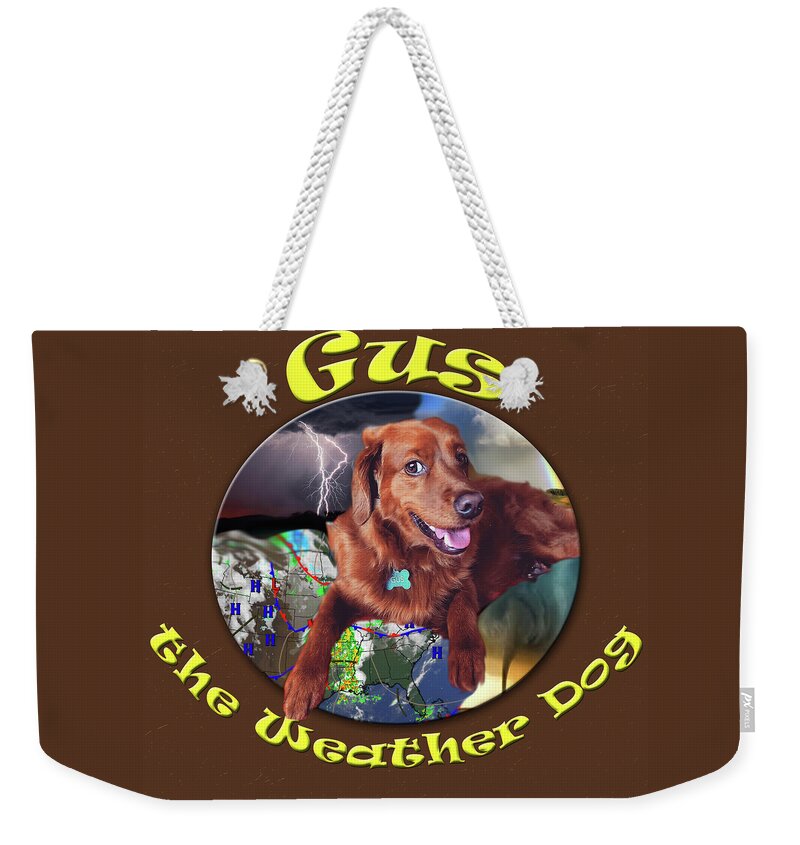 Gus The Weather Dog Weekender Tote Bag featuring the digital art Gus the Weather Dog by Rod Melotte