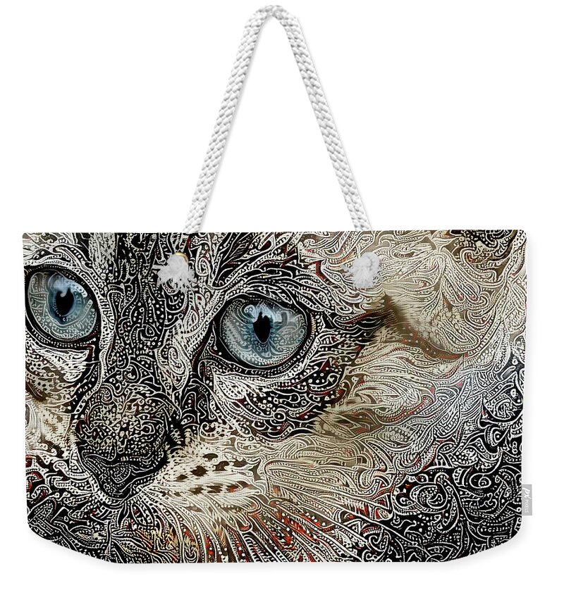 Siamese Cat Weekender Tote Bag featuring the digital art Gypsy the Siamese Kitten by Peggy Collins