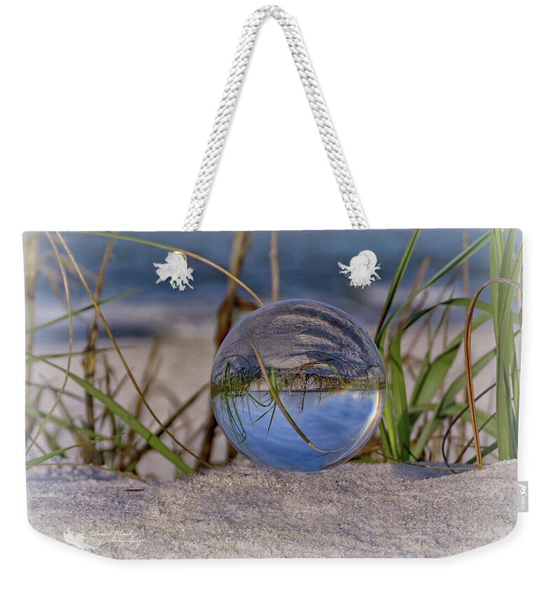 Lens Ball Weekender Tote Bag featuring the photograph Had a Ball at the Beach V - Glass in the Grass by Denise Winship