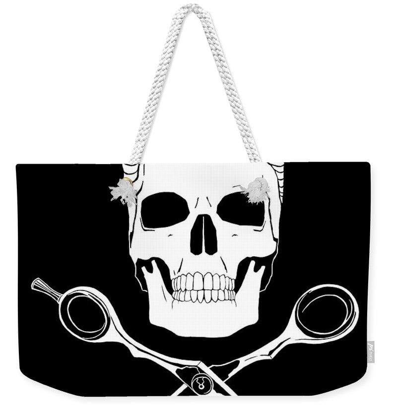 Skull Weekender Tote Bag featuring the painting Hairy Cutter by Yom Tov Blumenthal