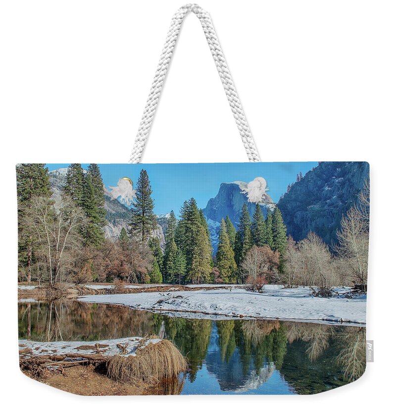 California Landscape Weekender Tote Bag featuring the photograph Half Dome and Reflection by Bill Roberts