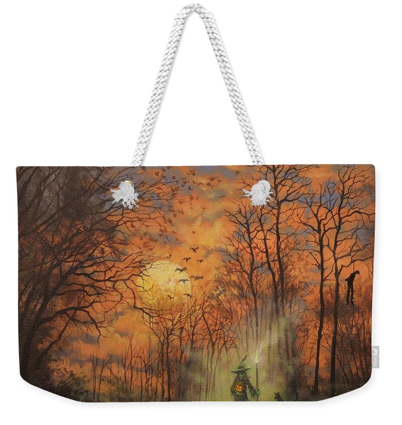 Halloween Weekender Tote Bag featuring the painting Halloween Witch by Tom Shropshire