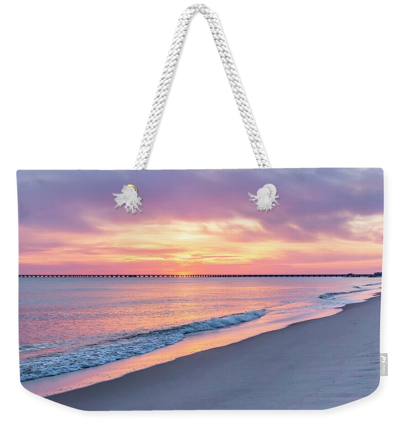 Sunrise Weekender Tote Bag featuring the photograph Hampton Roads Sunrise by Donna Twiford